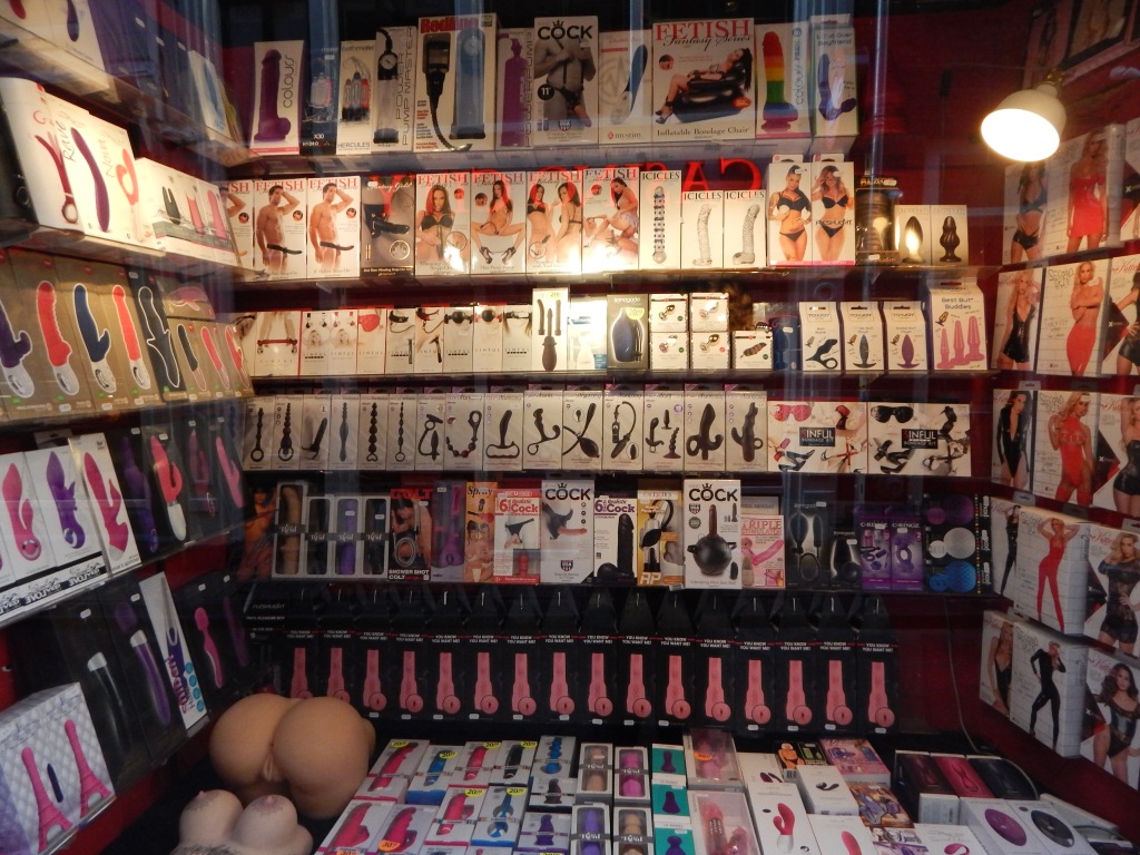 Shop window with sex toys